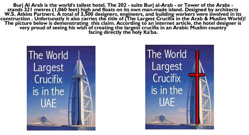 Burj Al-Arab, lambang salib terbesar di dunia